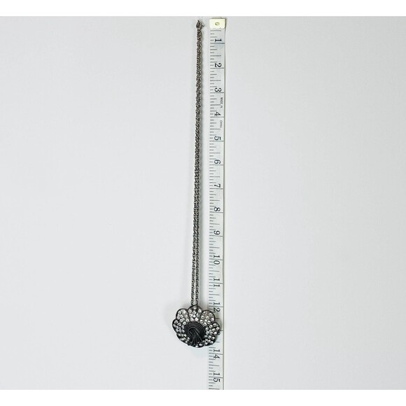 Vintage Kramer Of New York Pendant Necklace Scalloped SilverTone Rhinestones 60s - Picture 5 of 5